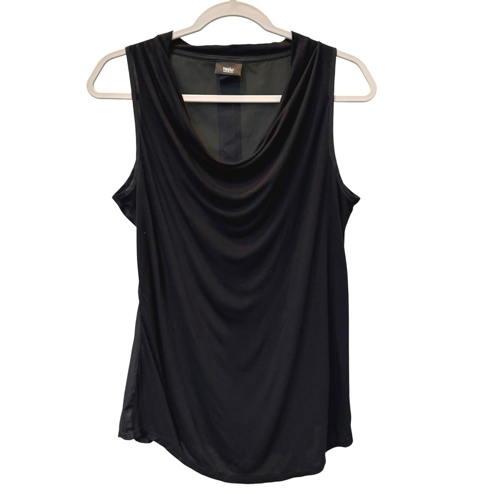 Mossimo Women Black Cowl Neck Sleeveless Top Sheer Back Size M Going Out Party